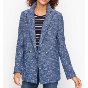 Talbots Women’s Tweed Double Breasted Blazer Jacket Office Career Blue Size 10